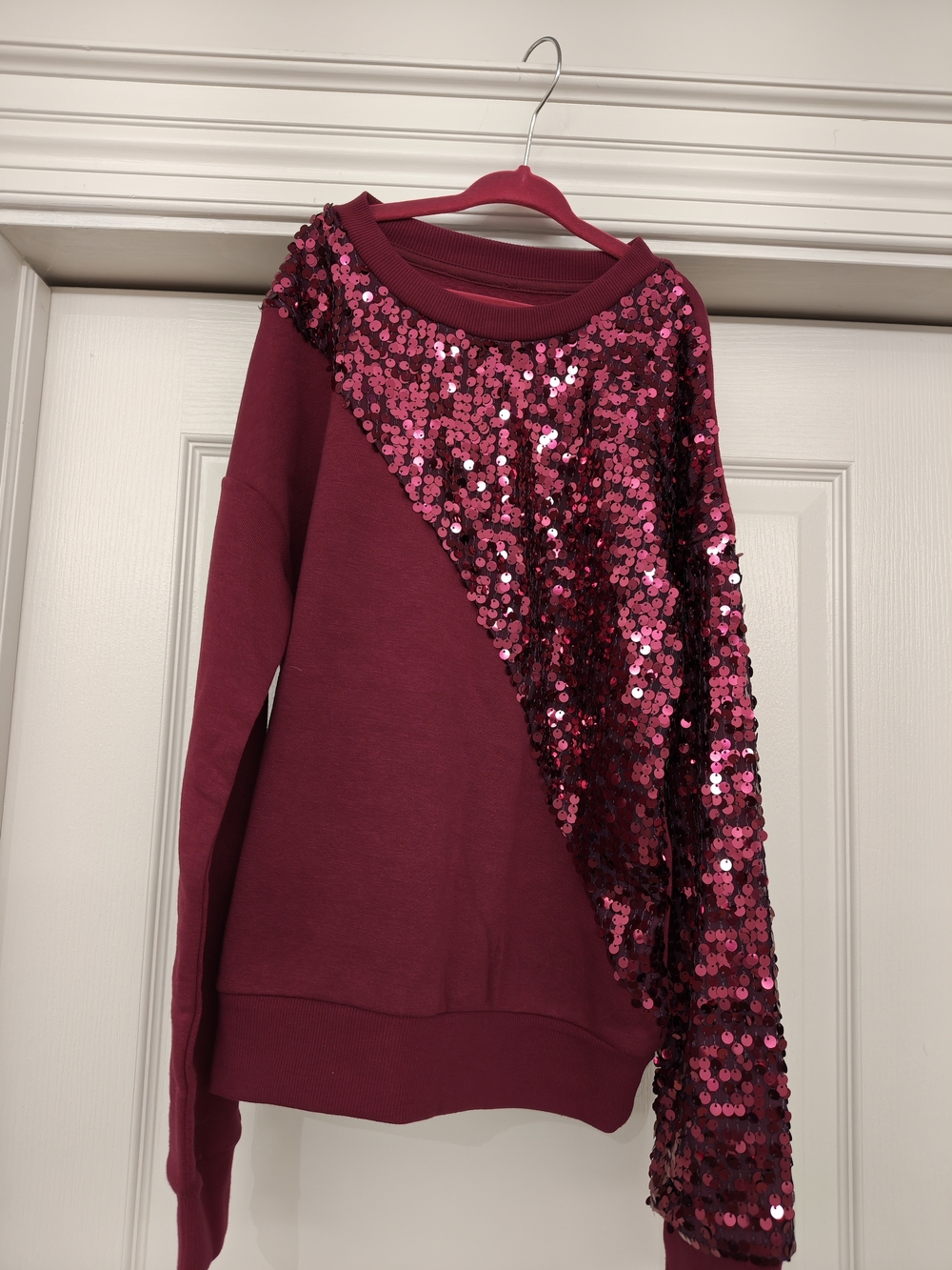 F&F Girls' Sequin Accent Sweatshirt in Deep Pink